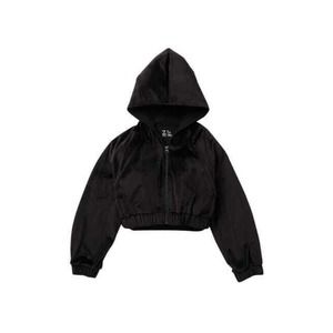 Z by Zella Girl Cropped Velour Jacket Hoodie Black